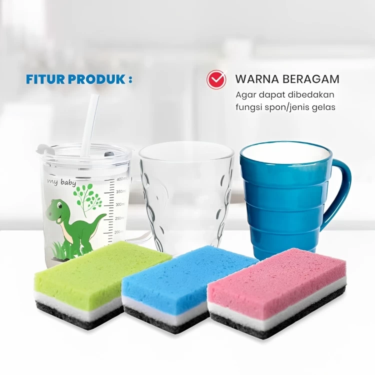 طقم اسفنج اواني من كلينر، 10 قطع - متعدد الالوان